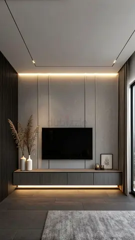 Modern TV Unit UAE | Wall Mounted TV Cabinet | Luxury Media Wall with LED Lighting