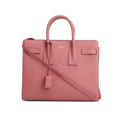 Authentic Saint Laurent Pink Grained Calfskin Leather Small Sac de Jour w/ Strap