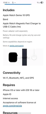 Apple Watch Series 10 GPS with Magnetic Charger and Band - Original Packaging Info Shown. Brand New