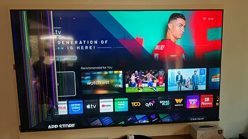 65-inch Smart QLES TV with cracked screen (for parts or