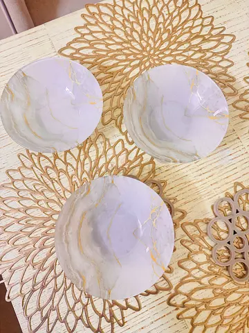 Set of 3 Marble-Pattern Decorative Serving Bowls in small size.