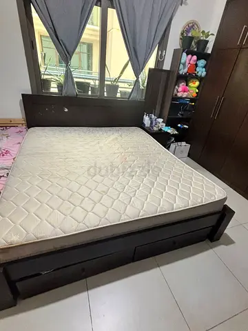 Pan King bed with storage drawers  mattress and ikea single bed+pan mattress