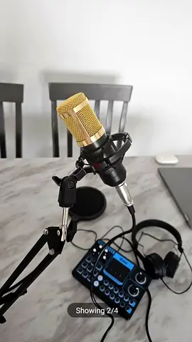 Condenser Studio Microphone Kit with Arm, Audio Interface and Headphones