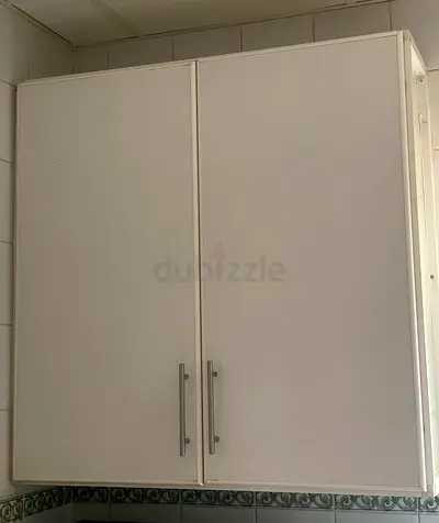 White Wall-Mounted Kitchen Cabinet with Shelves - Good Condition