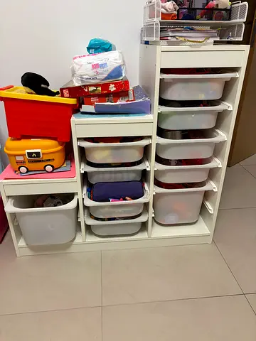IKEA Trofast  Storage Unit with 12 White Plastic Bins - close to new