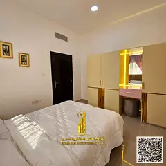Furnished one-bedroom apartment for rent in Ajman, clean and tidy furnishings, on the Ajman Corniche