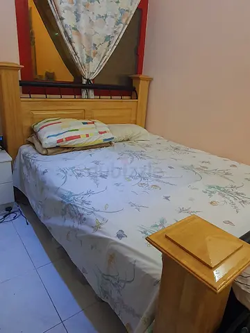 Wooden king-size Bed with Headboard and Mattress - Good Condition