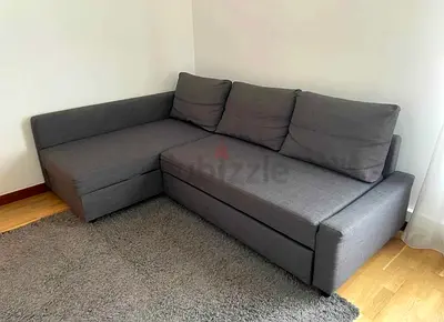 Grey L-shaped Sofa Bed with Storage - Good Condition