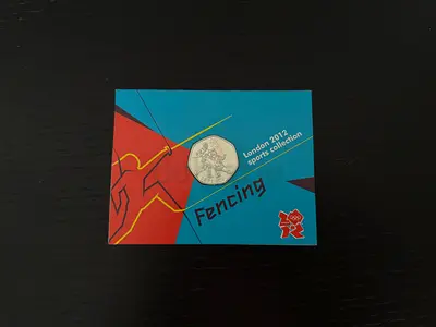2011 Fencing Fifty Pence Brilliant Uncirculated London 2012 Sports Collection Coin