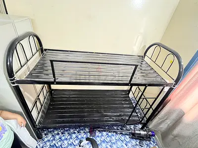 Metal Bunk Bed Frame / Double Deck Single Bed — Black, Used