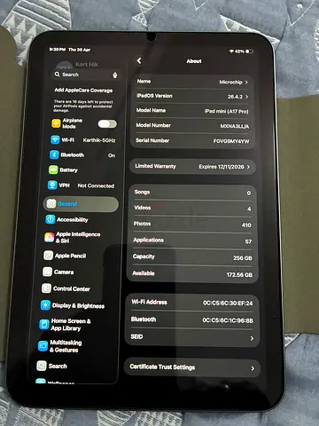 iPad mini latest A17 chip - 256GB - Space Gray, Good Condition