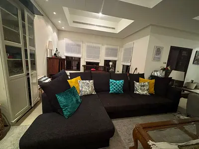 Dark Grey L-shaped Sectional Sofa with Cushions