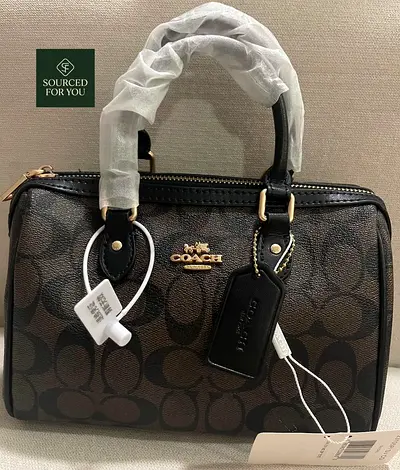 Coach Small Signature Satchel Bag - Brown/Black