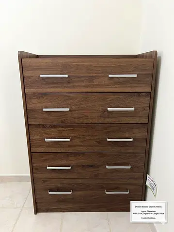 Danube Dark Wood 5-Drawer Tall Chest