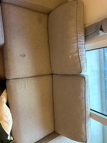 Three-seater gray fabric sofa (KIVIK)with minor stains, good condition