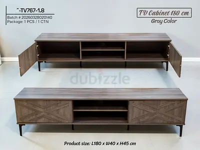 Gray 180cm TV Cabinet / Media Unit with Storage