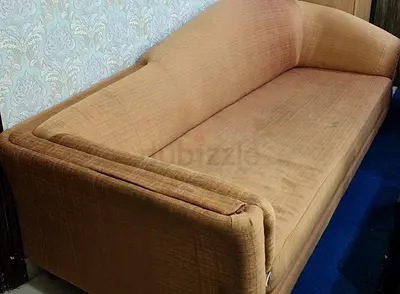 5-seater vintage brown sofa — good for reupholstery or daily use