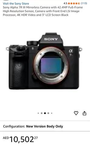 Sony Alpha 7R III with lens  - Full Frame Mirrorless Camera