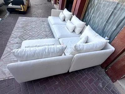 Ikea Sodhremn Corner Sofa Beige Light beige L-shaped modular sofa with cushions - good condition