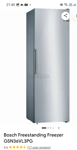 Bosch Freestanding Upright Freezer GSN36VL3PG - Silver