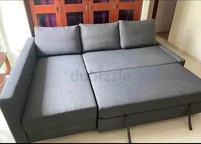 Grey L-shaped Sofa Bed - Converts to Double Bed, Good Condition