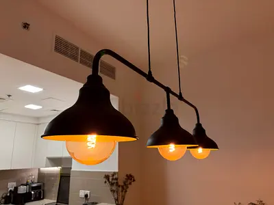 Industrial-style 3-Light Pendant Lamp - Black
