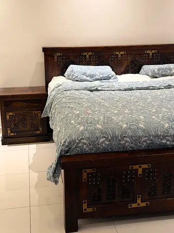 100% Solid Wood King Size Heavy Bedroom Set | Side tables | Large dresser | Bohemian/Arabian style