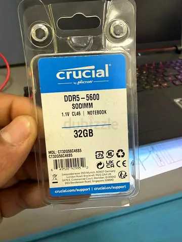 Crucial 32GB DDR5-5600 SODIMM (Notebook) 2 pieces- slightly used with packing