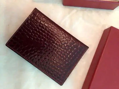Genuine Salvador Ferragamo card holder  with tag and box, red crocodile