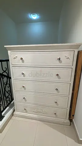 White PUR WOOD 5-Drawer Chest of Drawers