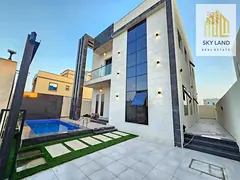 Luxury villa with swimming pool and central air conditioning, featuring high-end finishes, in the Al