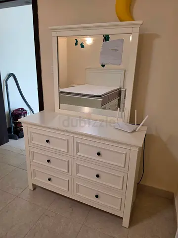 White 6-Drawer Dresser with Mirror - Good Condition
