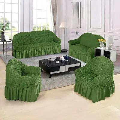 Textured Sofa Cover Set - Green