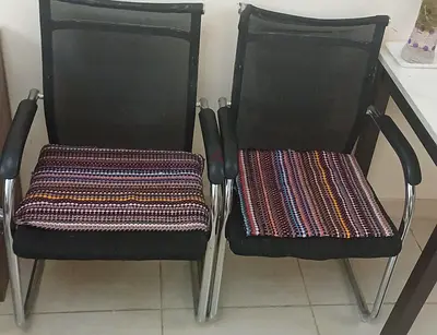 Pair of Black Mesh Visitor Chairs with Cushions