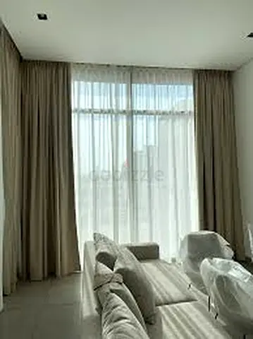 Neutral floor-to-ceiling curtains with sheer panels - full house Salon + 3 Bed room + maid