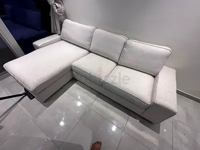 Ikea kivik L shape sofa beige Light beige L-shaped 3-seater sofa with chaise