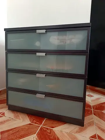 Black 5-Drawer Storage Chest with Frosted Fronts