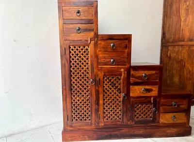 Marina solid wood steps cabinet