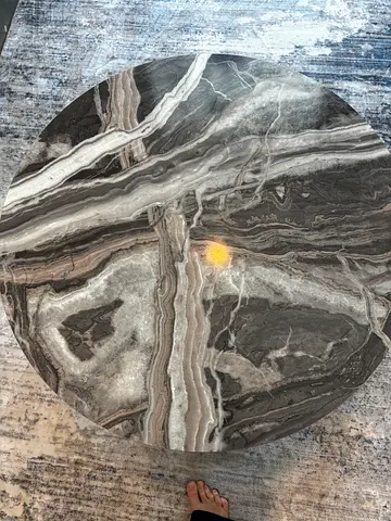 Round Marble-Style Coffee Table Top (Grey Vein)