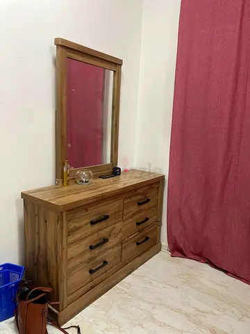 Wooden 6-Drawer Dresser with Mirror - Good Condition
