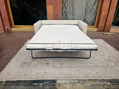 Ikea vimle two Seater Light beige fabric sofa bed with mattress - good condition