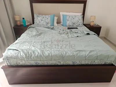 Full bedroom set (bed, tables, mattress, with hydraulic storage)