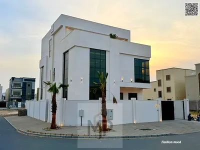 فيلا( زاويه )(بمصعد)|عجمان| منطقة الزاهية| 7 غرف ومجلس وصاله وغرفة خادمة ورووف|تملك حر| السعر شامل رسوم الماء والكهرباء والمكيف المركزى.