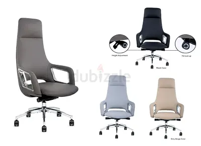 Luxury Design High-Back Ergonomic Leather Office Chair with Adjustable Height and Tilt