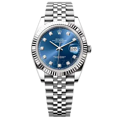 Rolex Datejust Mens Watch - Blue Dial, Jubilee Bracelet, Diamond Markers