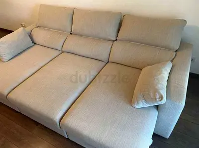 Ikea Eskelstuna L shape sofa bed Light beige 3-seater reclining sofa — good condition