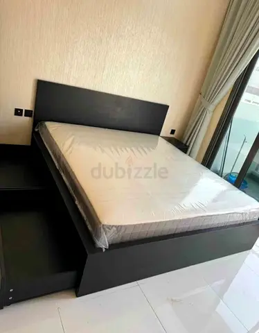 Ikea malm  black Queen bed with ikea mattress