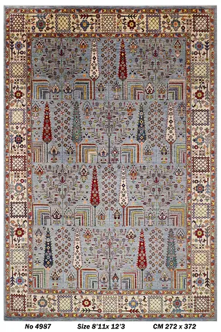 2.7*3.7m Afghan tree of life grey traditional Handmade carpet Area Rug – 811 x 123 living room
