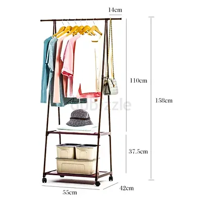 Portable Clothes Rack with Shelves and Wheels - Freestanding Wardrobe
