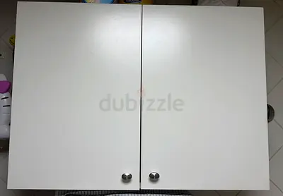 White Wall Mounted Cabinet with Double Doors - Good Condition